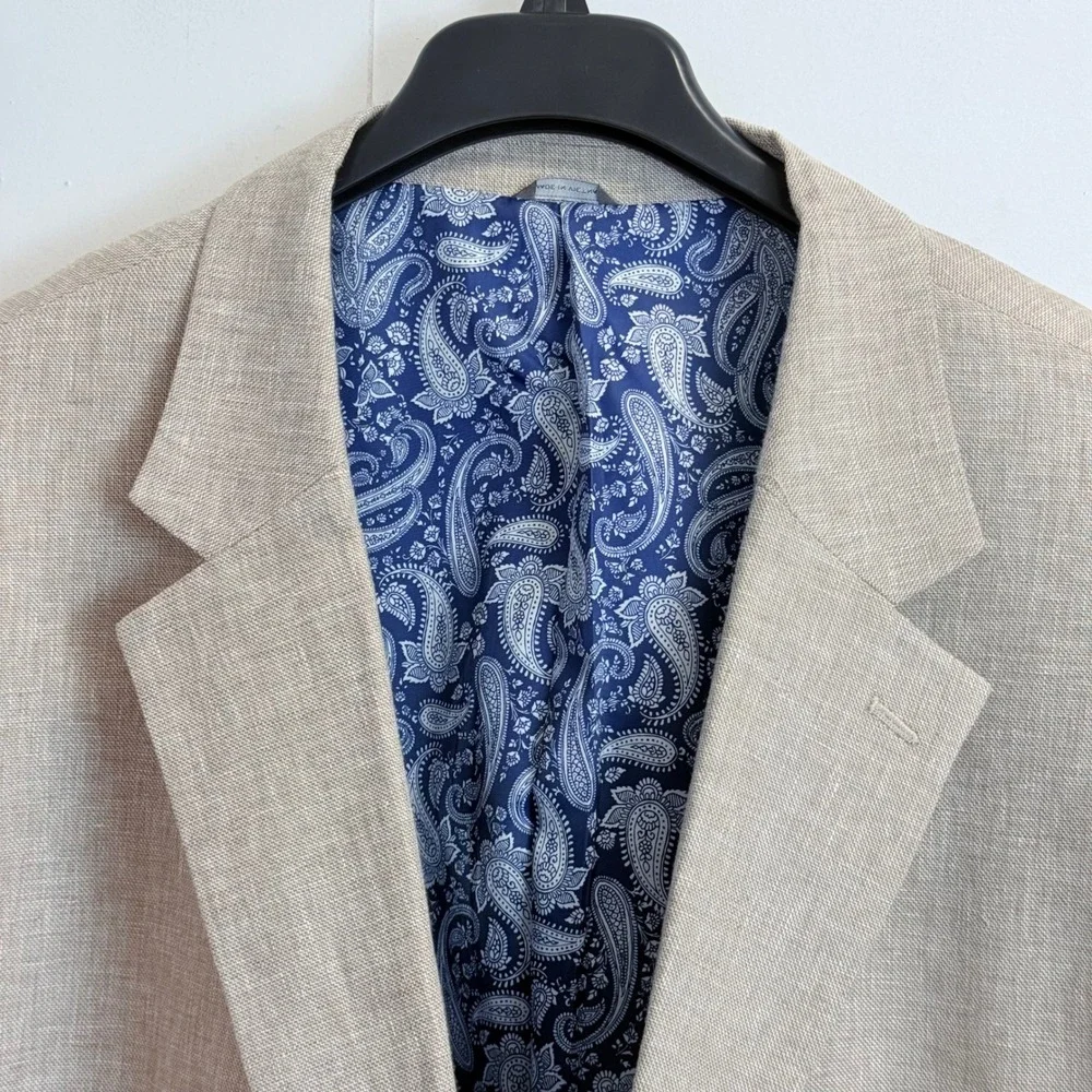 Oak Hill Mens 3XLT 54L/56L Beige Linen Blend Two Button Blazer Sport Coat